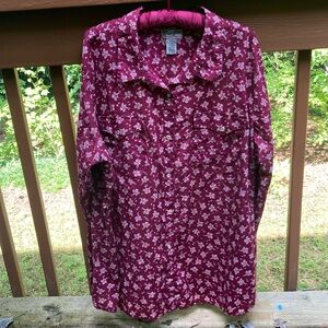Wrangler cotton burgundy snap front shirt